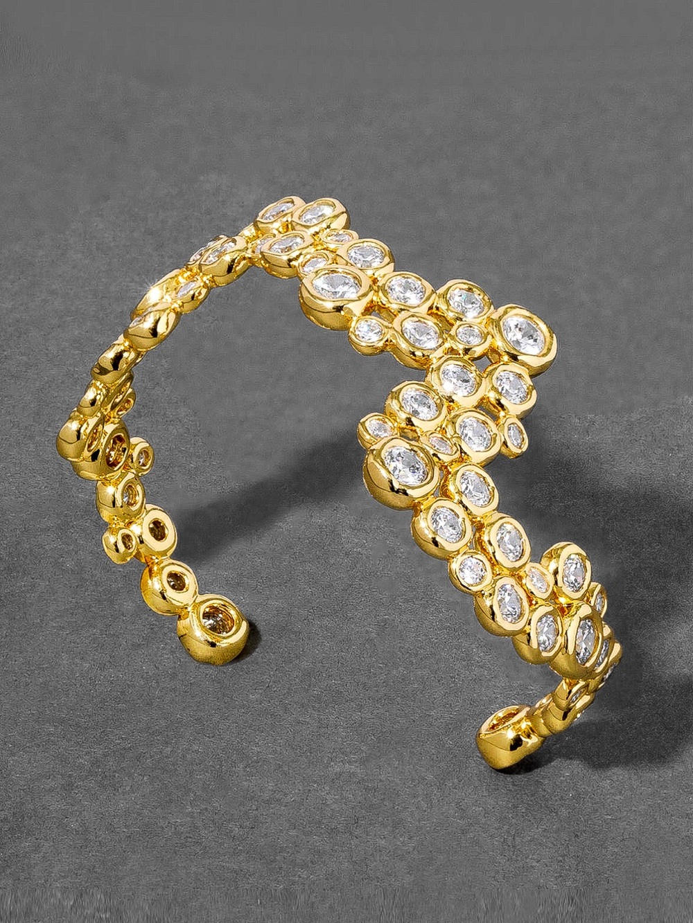 Alexis Bittar Gold Crystal Open Cuff Bracelet